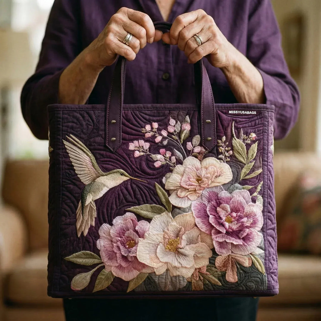 Padded Artisan Bag - Hummingbirds and Orchids
