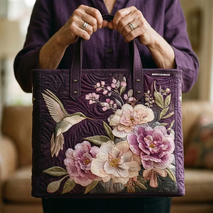 Padded Artisan Bag - Hummingbirds and Orchids