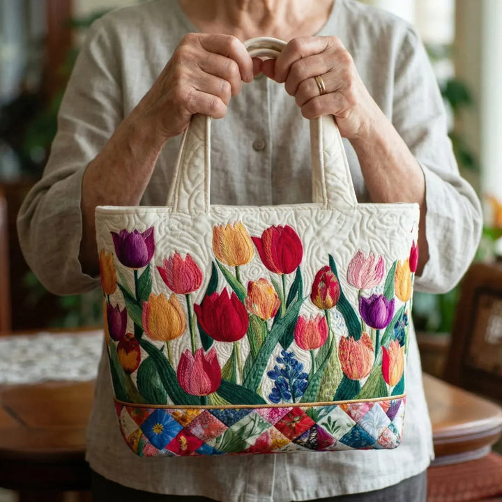 Padded Tote Bag - Tulip Garden